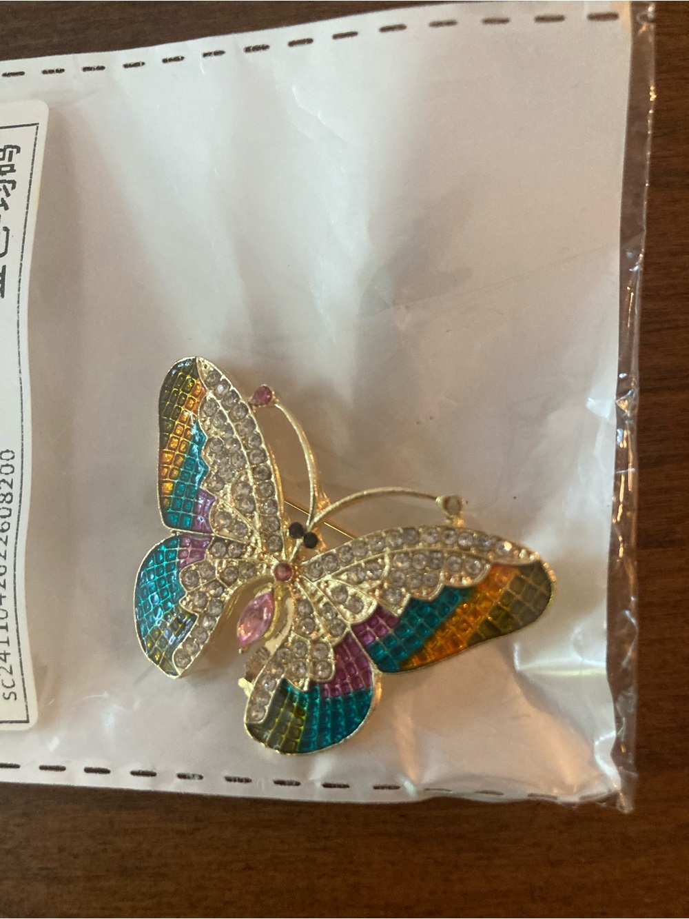 Gold-Tone Multicolor Crystal Butterfly Brooch - Colorful Accent Brooch